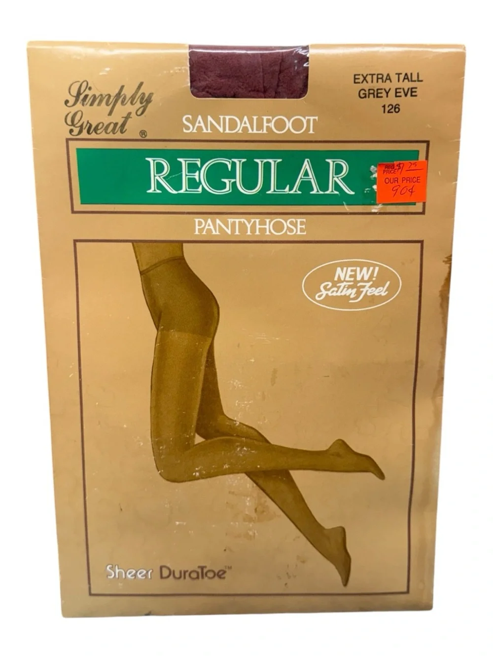 VTG Simply Great Regular Satin Feel Sheer Duratoe Pantyhose Extra Tall Grey Eve